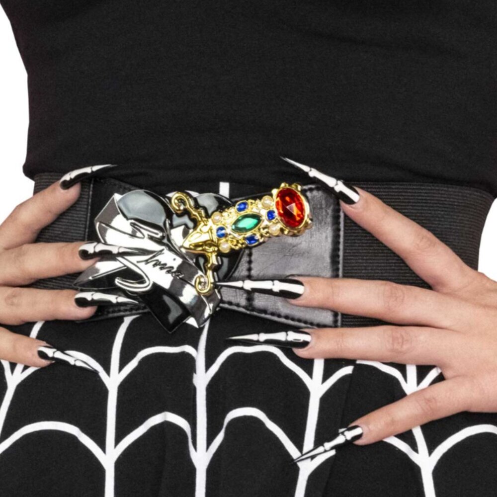 Elvira Dagger Belt Buckle on Black Elastic Waist Band NWT S-M L-XL 2XL-3XL